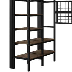 ModernLuxe Lit mezzanine 90x200cm - structure en fer - rangements - éclairage LED - noir (matelas non inclus) Sale