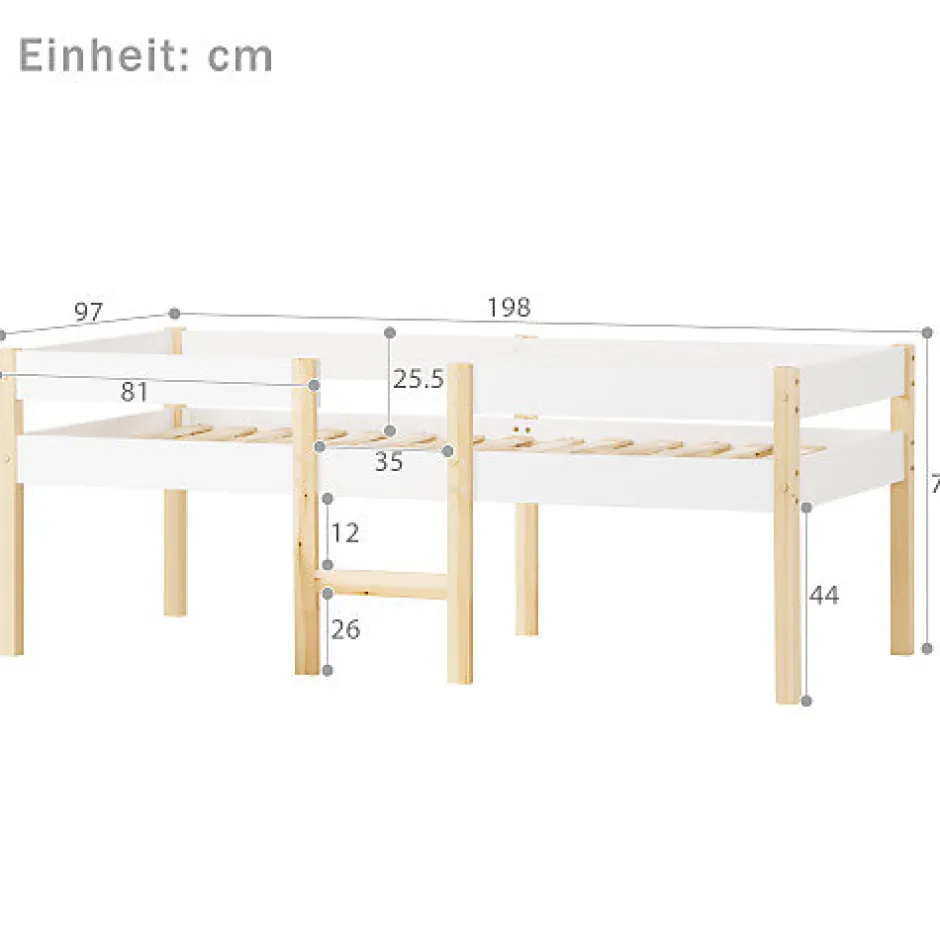 ModernLuxe Lit mezzanine 90x190cm avec barrières de sécurité - en bois de pin massif - Blanc