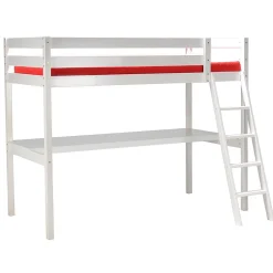 Bb Loisir Lit Mezzanine 90x190cm blanc ASPI avec bureau incl. Sommier et échelle