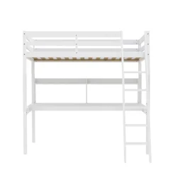 Bb Loisir Lit Mezzanine 90x190cm blanc SALA avec Bureau et étagères incl. Sommier et échelle