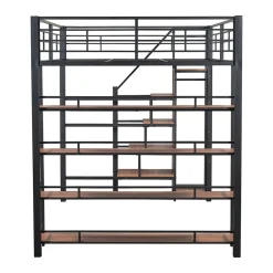 Enfant ProximaX Lit mezzanine 140x200cm, lit enfant avec échelles et étagères de rangement et petite penderie, design haute clôture, noir