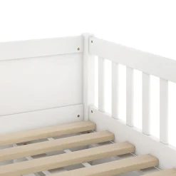 Enfant Fortuna lai Lit Mi-Haut 90x200cm, 4 Tiroirs, Échelle, Pin, Sans Matelas, Style Minimaliste, Blanc