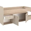 Vente-unique Lit mi-hauteur 90 x 190/200 cm avec rangements - Beige et naturel - LUNOBI Hot