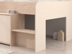 Vente-unique Lit mi-hauteur 90 x 190/200 cm avec rangements - Beige et naturel - LUNOBI Hot