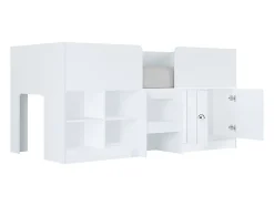 Vente-unique Lit mi-hauteur 90 x 190 cm avec rangements - Coloris : Blanc - BOUTANIO Sale