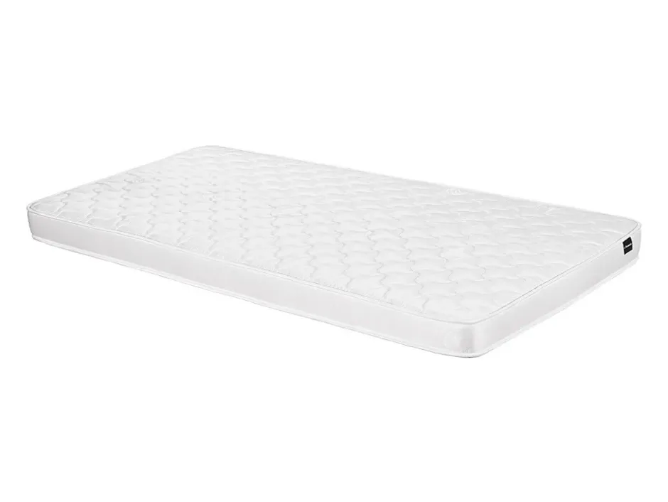 Vente-unique Lit mi-hauteur 90 x 190 cm avec rangement - Pin et MDF - Coloris : Naturel et blanc + Matelas - LANIORI Discount
