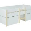 Vente-unique Lit mi-hauteur SISSY - 2 tiroirs - 90 x 190 cm - Blanc et chêne