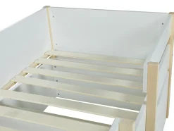 Vente-unique Lit mi-hauteur SISSY - 2 tiroirs - 90 x 190 cm - Blanc et chêne