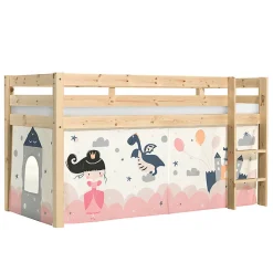 Enfant Petits-Meubles Lit Mi-Hauteur 90x200 sommier inclus housse Fairy Vipack Pino Bois