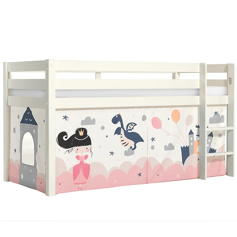 Petits-Meubles Lit Mi-Hauteur 90x200 sommier inclus housse Fairy Vipack Pino Blanc Hot