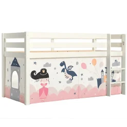 Petits-Meubles Lit Mi-Hauteur 90x200 sommier inclus housse Fairy Vipack Pino Blanc Hot