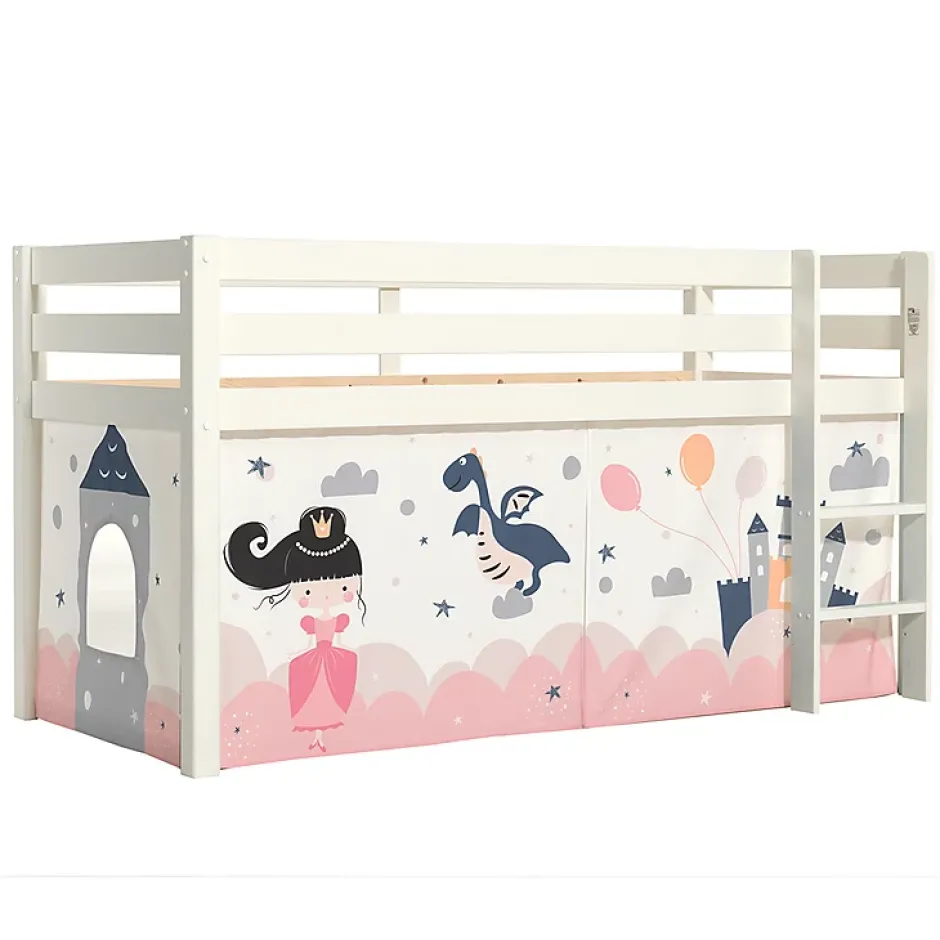 Petits-Meubles Lit Mi-Hauteur 90x200 sommier inclus housse Fairy Vipack Pino Blanc Hot