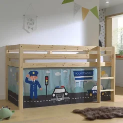 Petits-Meubles Lit Mi-Hauteur 90x200 sommier inclus housse Police Vipack Pino Bois Outlet
