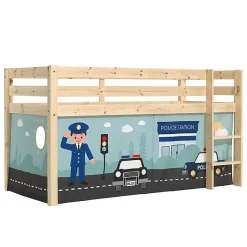 Petits-Meubles Lit Mi-Hauteur 90x200 sommier inclus housse Police Vipack Pino Bois Outlet