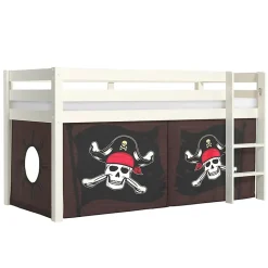 Petits-Meubles Lit Mi-Hauteur 90x200 sommier inclus housse Pirate Vipack Pino Blanc Hot