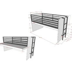 Petits-Meubles Lit mi-hauteur 90x200 sommier inclus Vipack Sam Blanc Outlet