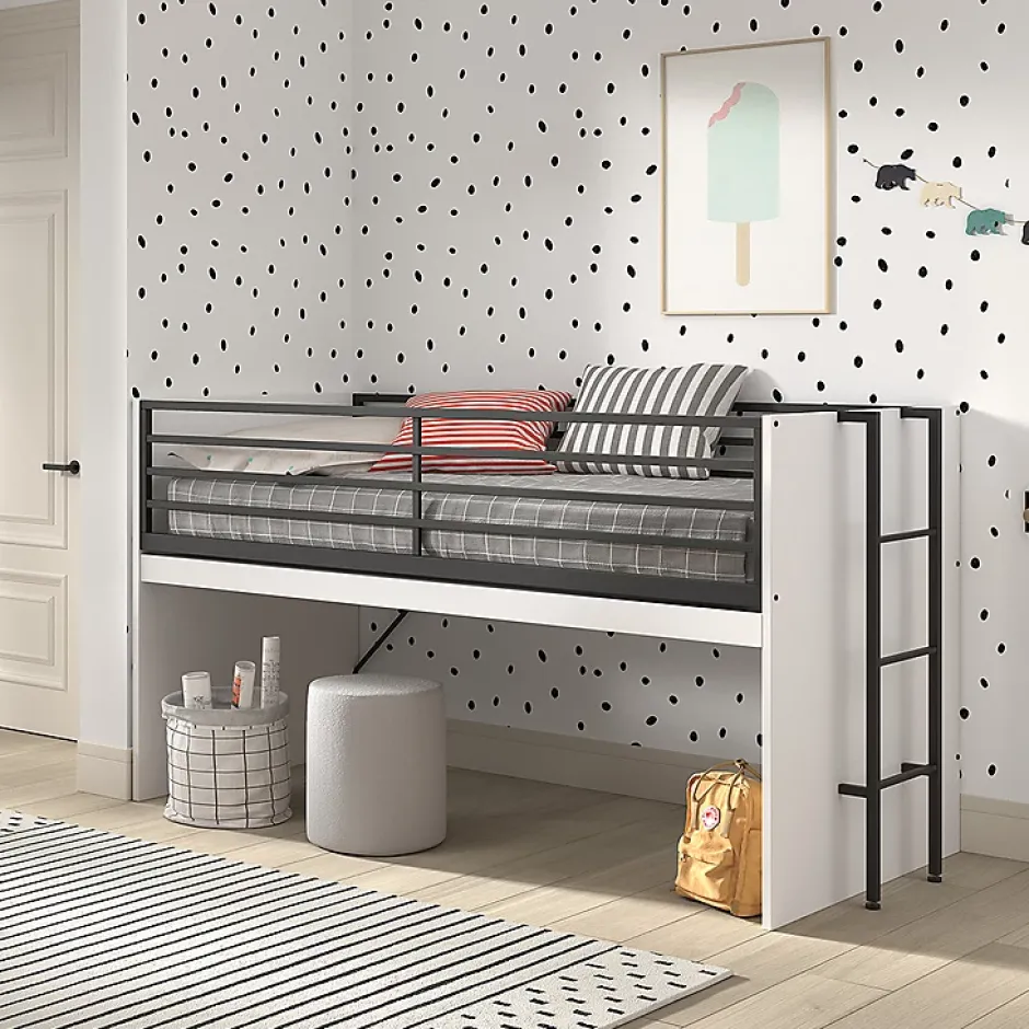 Petits-Meubles Lit mi-hauteur 90x200 sommier inclus Vipack Sam Blanc Outlet