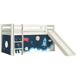 Petits-Meubles Lit Mi-Hauteur 90x200 Toboggan sommier inclus housse Space Vipack Pino Blanc