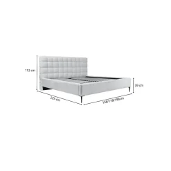 Meublorama Lit MILLIO Blanc 140x200 cm Tissu chenille bouclé Sommier inclus Confort hôtel 5 étoiles