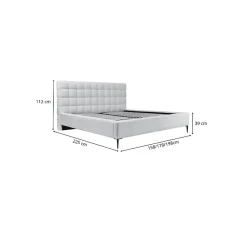 Meublorama Lit MILLIO Gris anthracite 140x200 cm Tissu chenille bouclé Sommier inclus Confort hôtel 5 étoiles Discount