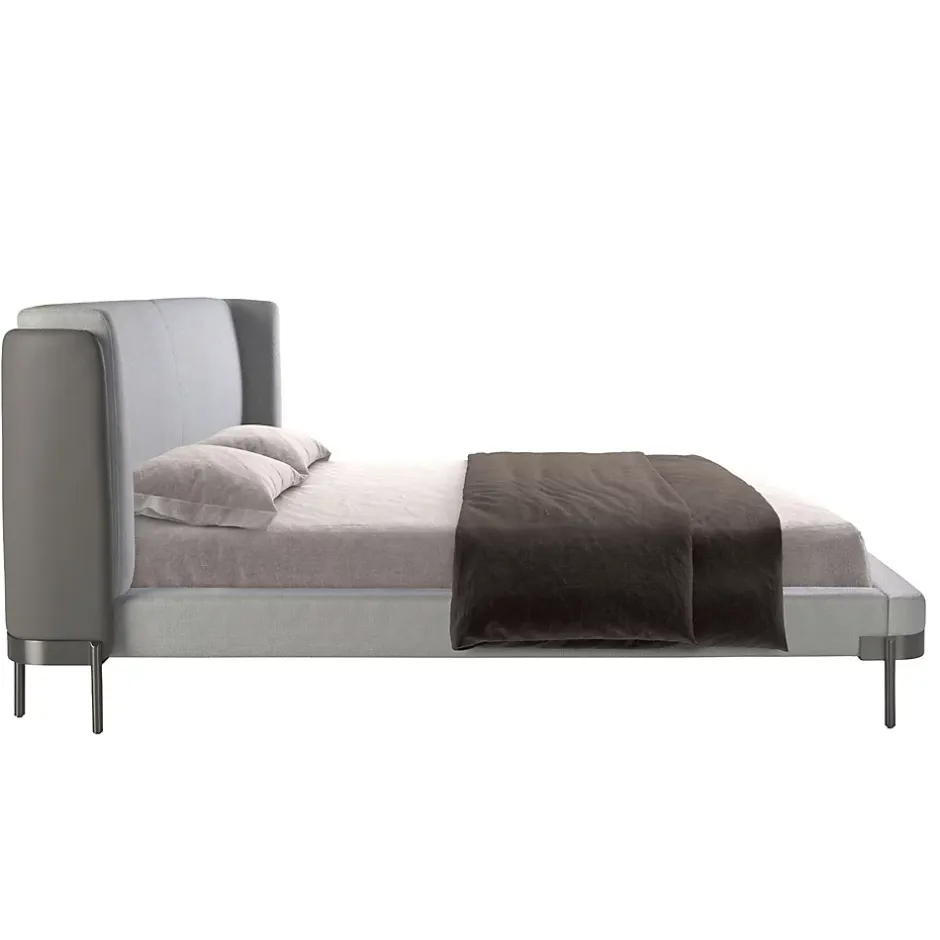 Angel Cerda Lit moderne en tissu gris clair et similicuir noir pour chambre élégante Hot