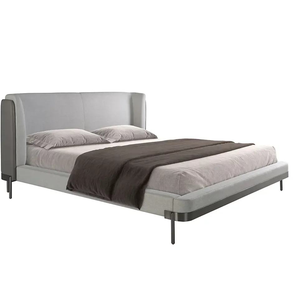 Angel Cerda Lit moderne en tissu gris clair et similicuir noir pour chambre élégante Hot