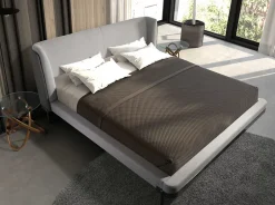 Angel Cerda Lit moderne en tissu gris clair et similicuir noir pour chambre élégante Hot
