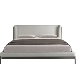 Angel Cerda Lit moderne en tissu gris clair et similicuir noir pour chambre élégante Hot