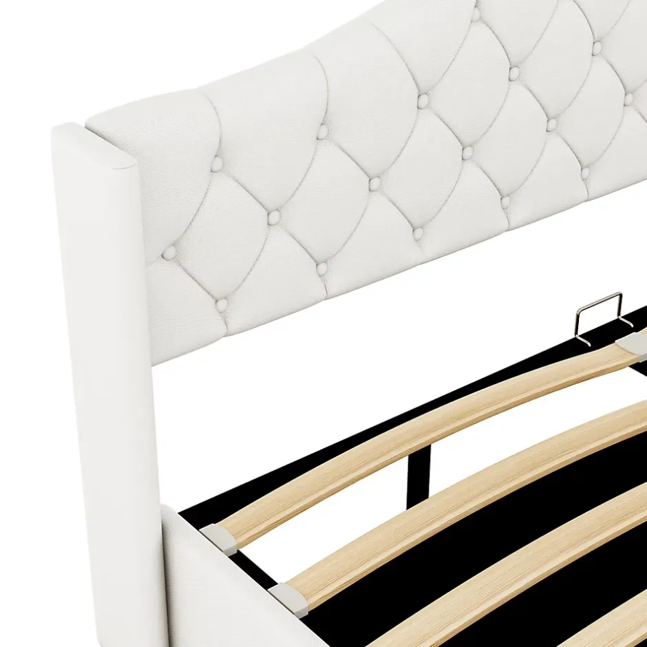 Fortuna lai Lit multifonction 180x200cm avec stockage hydraulique, Beige Outlet
