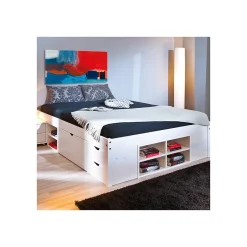 Paris Prix Lit Multi-Rangements "Clark" 140x200cm Blanc Discount