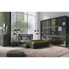 Meublorama Lit NOFI avec sommier 180 x 200 cm avec 2 tiroirs de rangement - gris graphite New