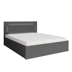 Meublorama Lit NOFI avec sommier 180 x 200 cm avec 2 tiroirs de rangement - gris graphite New