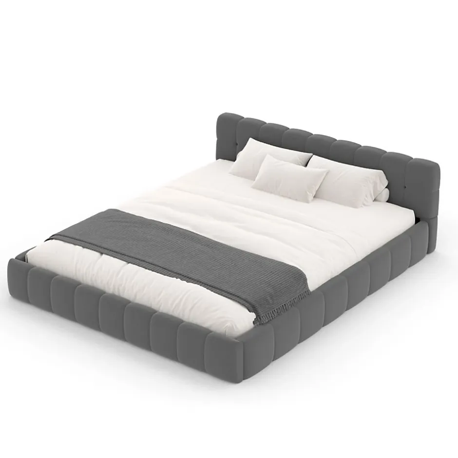 Concept Usine Lit nuage 160x200cm en velours gris - KANSAS Sale