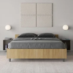 Ityhome Lit Nuamo en chêne avec sommier 140x190 Best