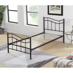 Meublorama Lit ODETTE 90x190 cm Structure en métal Sommier inclus Style authentique