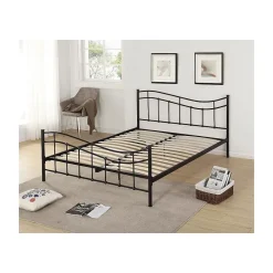 Meublorama Lit ODETTE 160x200 cm Métal noir Sommier inclus Elégance et robustesse Online