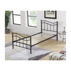 Meublorama Lit ODETTE 90x200 cm en métal coloris noir avec sommier. Online