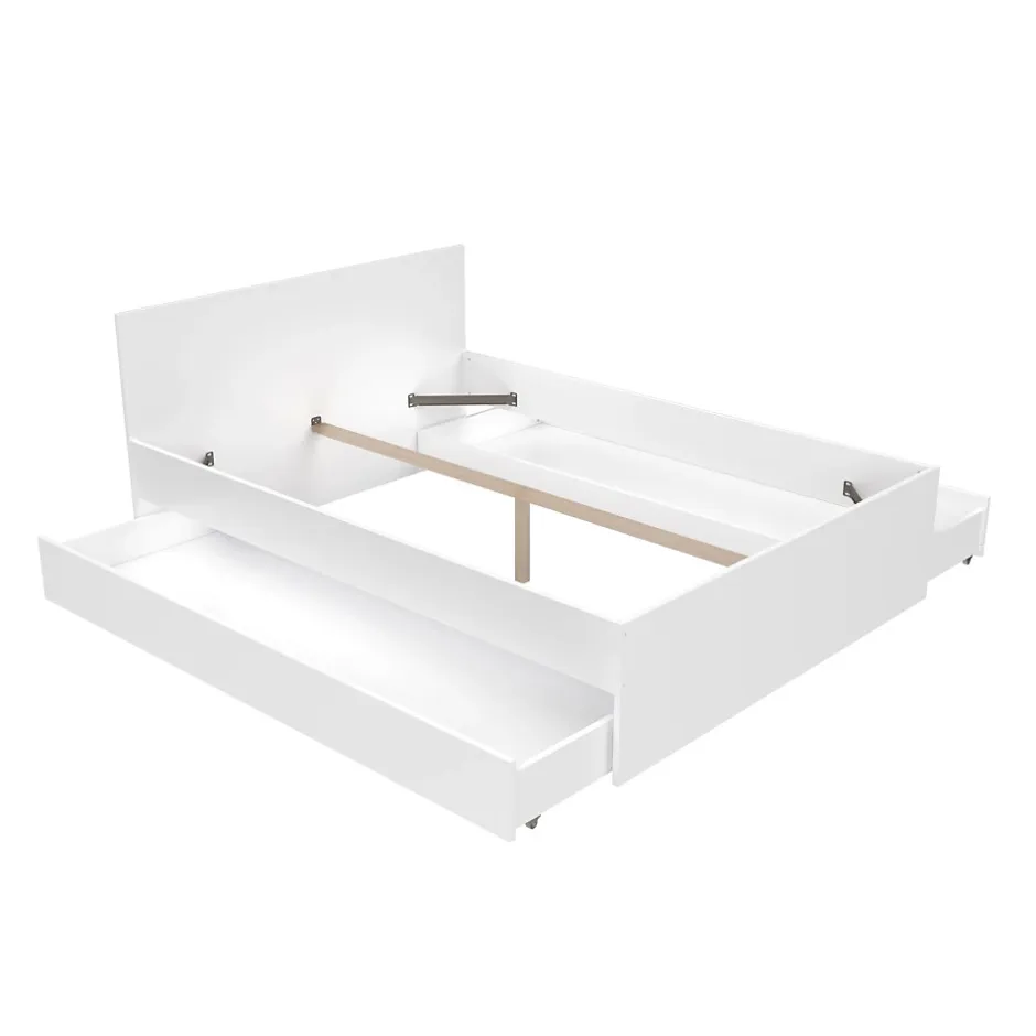 Weber Industries Lit OSLO 140x200 + 2 tiroirs / Blanc New