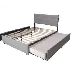 Weber Industries Lit PALERMO 140x200 +1 sommier+2 tiroirs+1 tiroir lit 90x190 / Gris clair Online