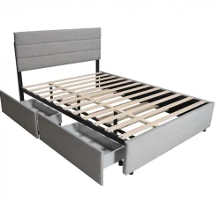 Weber Industries Lit PALERMO 140x200 +1 sommier+2 tiroirs+1 tiroir lit 90x190 / Gris clair Online