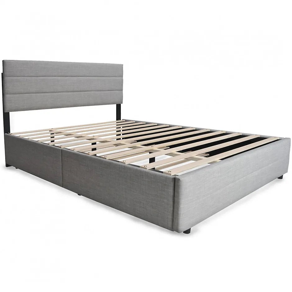 Weber Industries Lit PALERMO 140x200 +1 sommier+2 tiroirs+1 tiroir lit 90x190 / Gris clair Online