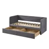Meublorama Lit PARME 90x200 cm Tissu gris Sommier inclus Design moderne et structure robuste Discount