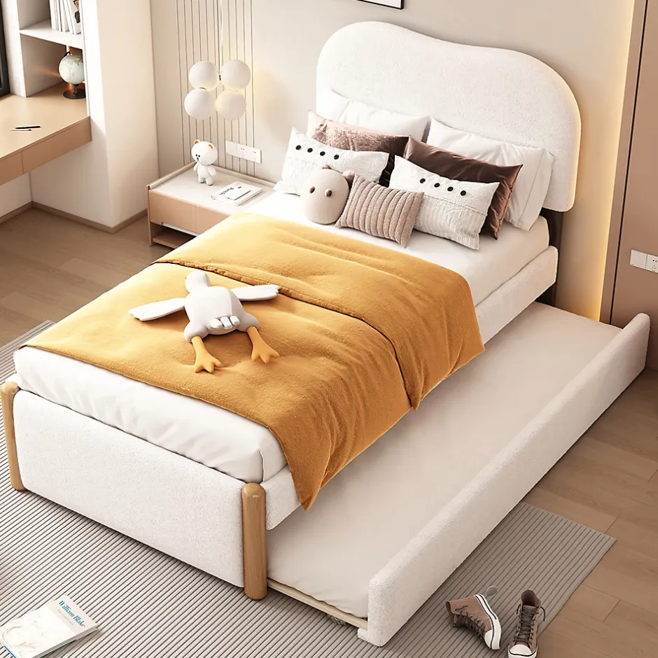 Gutent Lit plat rembourré 90 x 200 cm, avec lit gigogne, moelleux, blanc Clearance