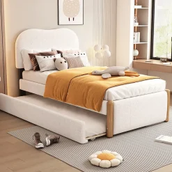 Gutent Lit plat rembourré 90 x 200 cm, avec lit gigogne, moelleux, blanc Clearance