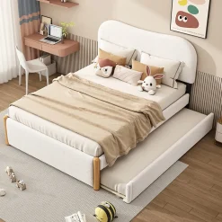 Enfant Fortuna lai Lit Plat 140x200cm, Canapé avec Lit Escamotable, Blanc