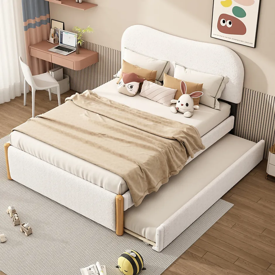 Enfant Fortuna lai Lit Plat 140x200cm, Canapé avec Lit Escamotable, Blanc