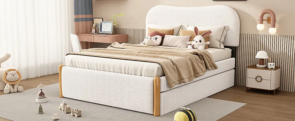 Enfant Fortuna lai Lit Plat 140x200cm, Canapé avec Lit Escamotable, Blanc