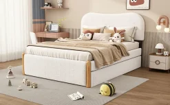 Enfant Fortuna lai Lit Plat 140x200cm, Canapé avec Lit Escamotable, Blanc