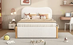 Enfant Fortuna lai Lit Plat 140x200cm, Canapé avec Lit Escamotable, Blanc