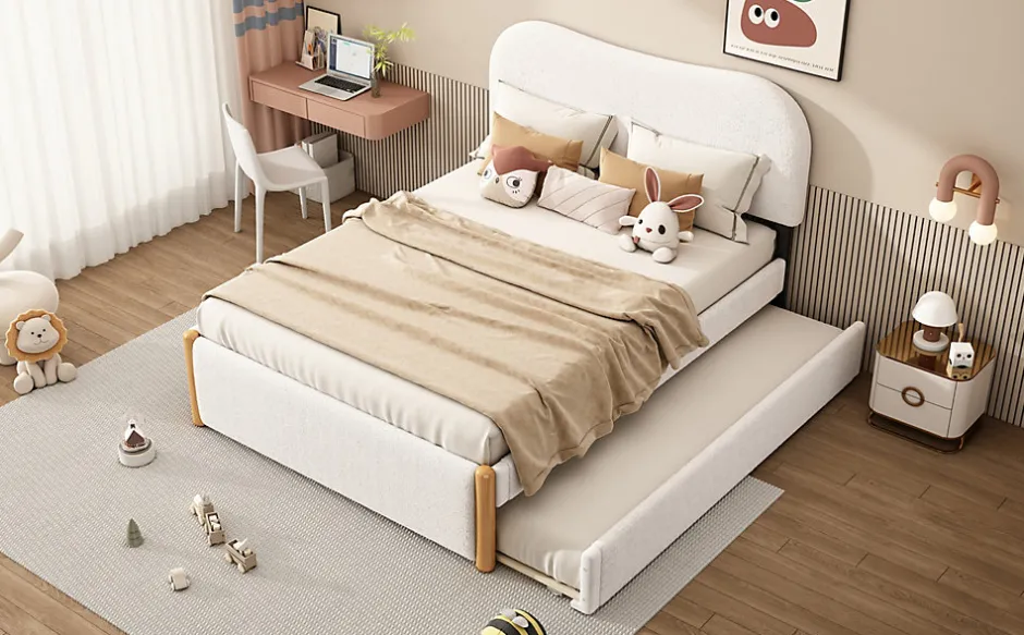 Enfant Fortuna lai Lit Plat 140x200cm, Canapé avec Lit Escamotable, Blanc